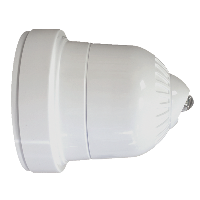   Wireless beacon, wall mount with battery pack, white body, clear flash