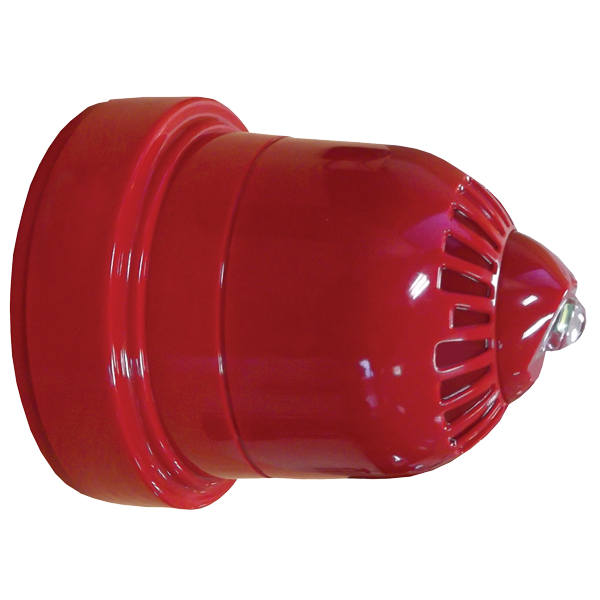   Wireless sounder/beacon, wall mount with battery pack , red body, clear flash